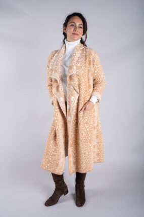 Leopard Waterfall Front Open Knit Cardigan
