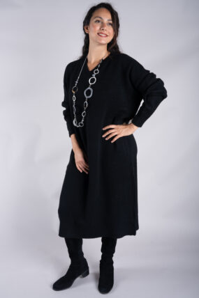 V-Neck Long Knit Jumper Dress