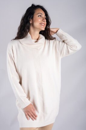 Ribbed Roll Neck Long Jumper
