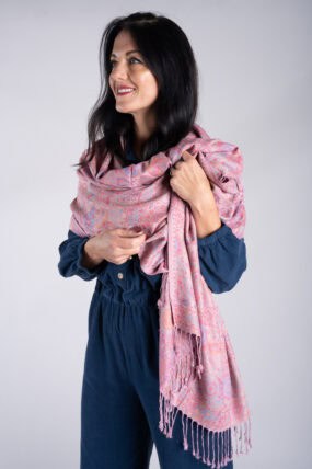 Woven Paisley Cotton Blend Tassel Scarf