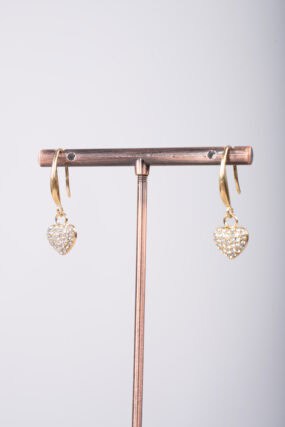 Diamanté Heart Stainless Steel Drop Hook Earrings