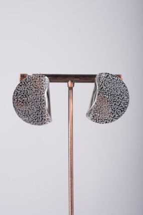 Cicular Folded 3D Embossed Stainless Steel Stud Earrings