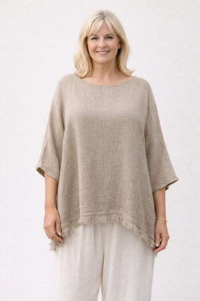 Batwing Cotton and Linen Blend Top