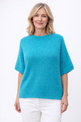 Short Sleeve Mohair Blend Knit Jumper
