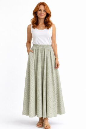 Maxi Gingham A-Line Skirt
