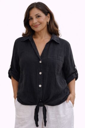 Tie Front Linen Top