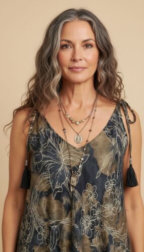 Maxi Silk Blend Sleeveless V-Neck Boho Dress