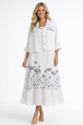 Linen Sleeveless Dress & Jacket Two Piece Set