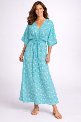 Cotton Maxi Fan Print Kaftan dress