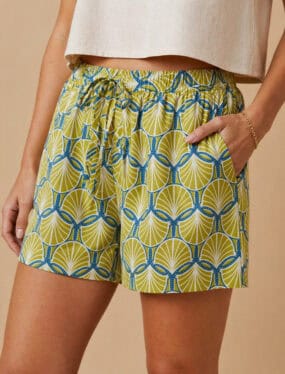 Cotton Fan Print Lightweight Shorts