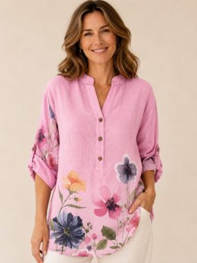 Floral V-Neck Cotton Top