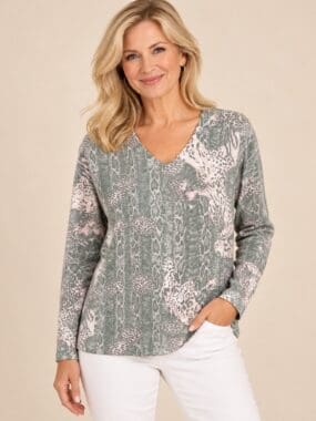 Animal Print V-Neck Jumper