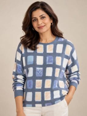Square Abstract Round Neck Jumper