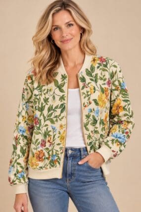 Floral Tapestry Bomber Jacket