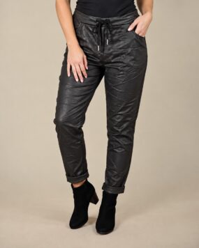 Leather Effect Magic Trousers With Elasticated Waistband