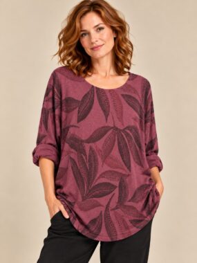 Leaf Print Jersey Top